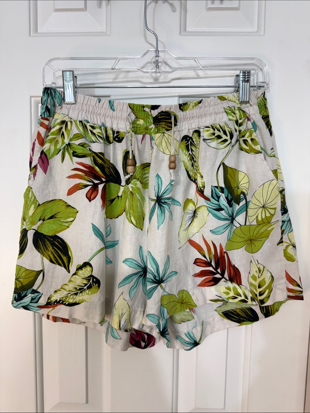Panama Jack Tropical Leaf Drawstring Shorts - Green, Teal, Red